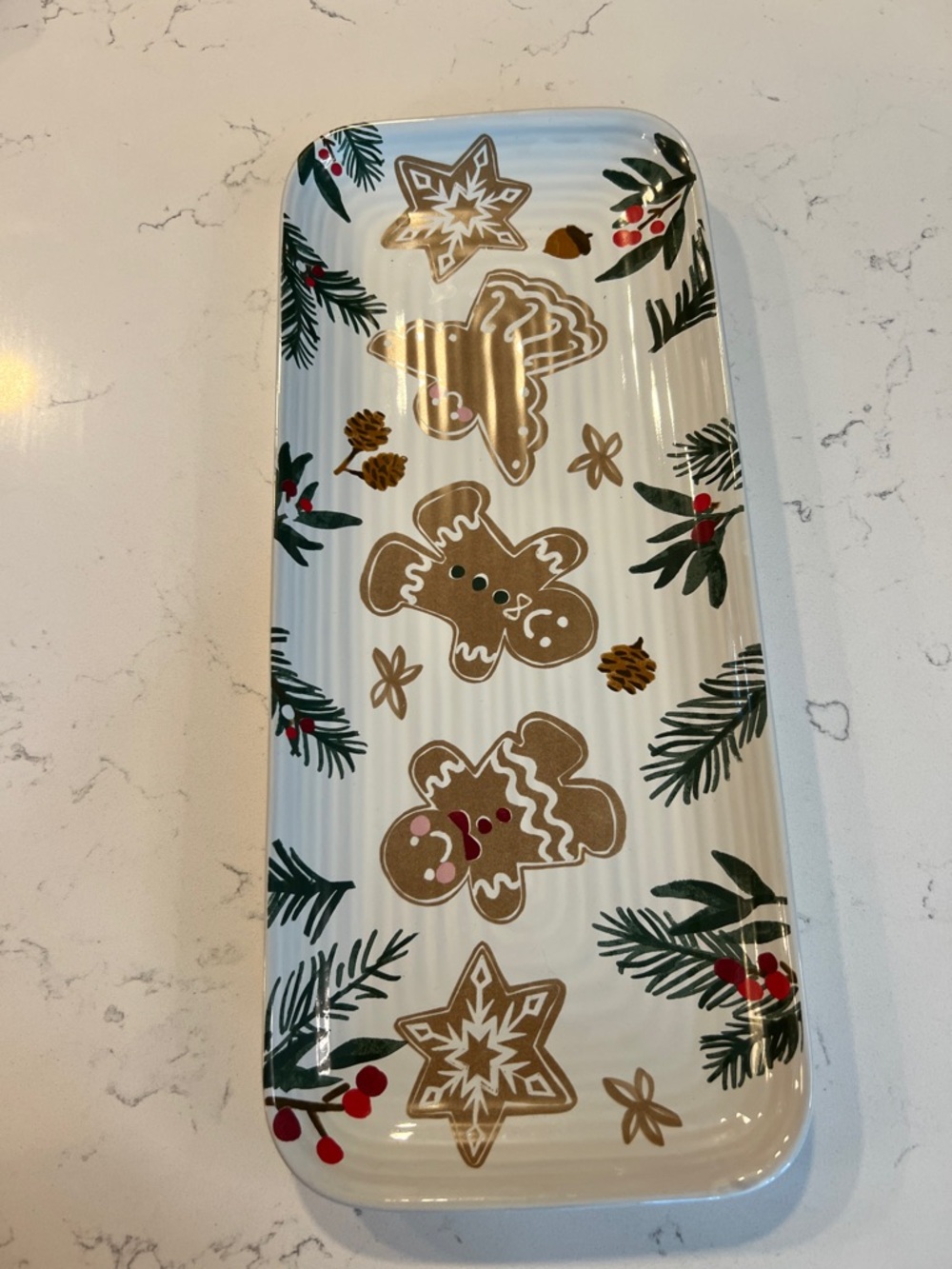 St. Nicholas Square tan and clear glass serving platter